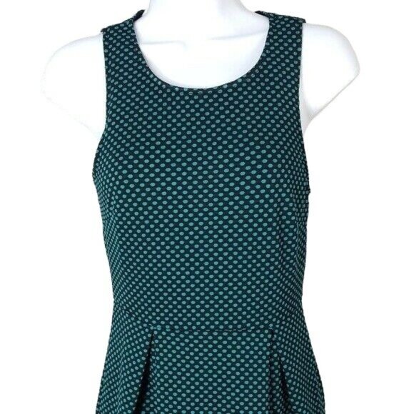 41 Hawthorn Jace Dress Green Black Small Fit Flare Lined Sleeveless Dot - Picture 2 of 6